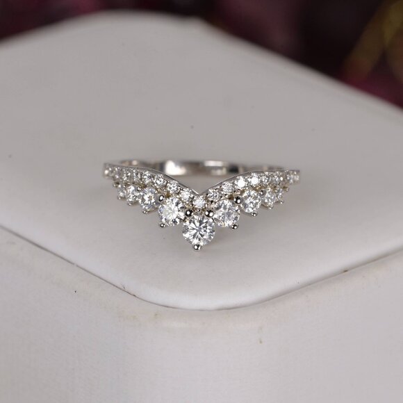 Moissanite Certified Stack Ring Guard Ring Band Ring 925 Sterling Silver - Picture 4 of 4